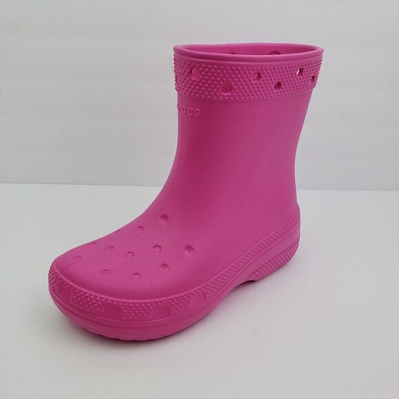 Crocs Classic Boot Girls Sz 3Y Pink Pull On Comfort Boots Shoes 208544-6UB - Picture 2 of 10